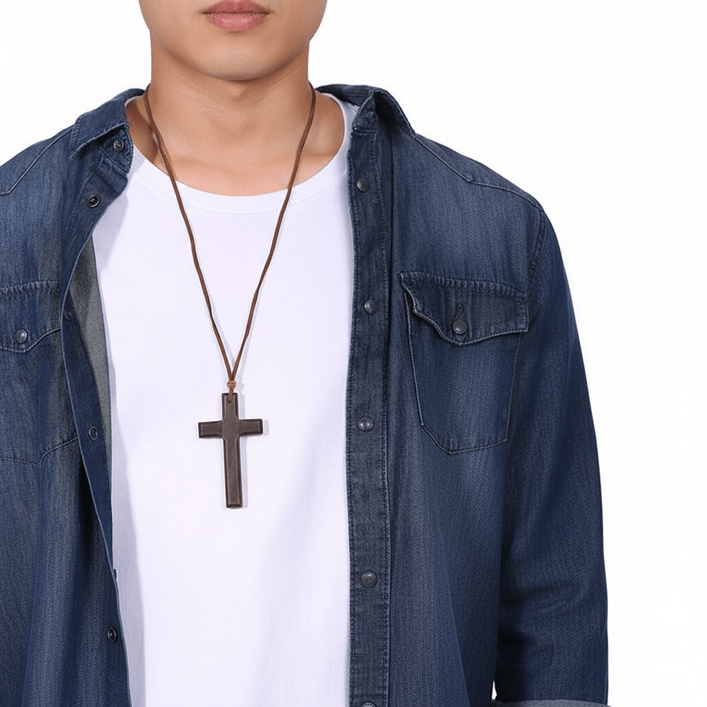 Vintage Wood Cross Pendant Necklace - Good Life Goods