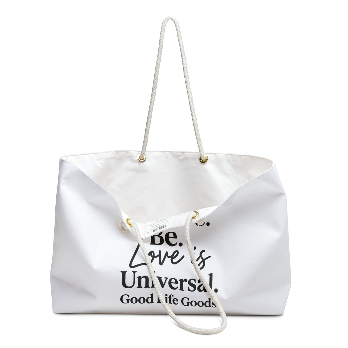 Weekender Bag - "See. Do. Be. Love is Universal." Canvas Travel Tote - Good Life Goods