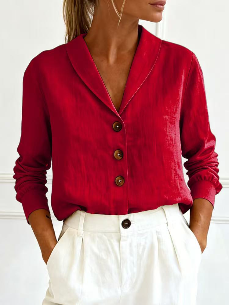 Women's Cotton - Linen Long - Sleeve Shirt – Peter Pan Collar Button - Up - Good Life Goods