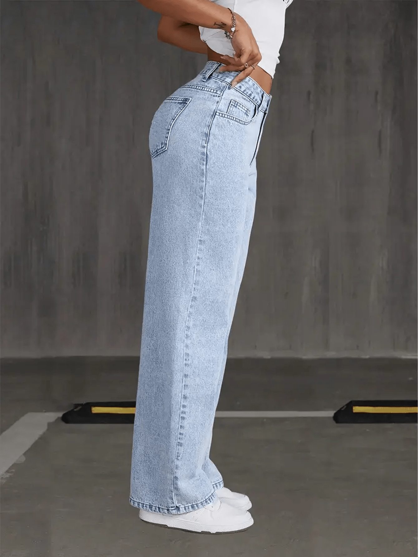 Women's High - Waisted Wide Leg Jeans – Light Wash Straight Denim - Good Life Goods