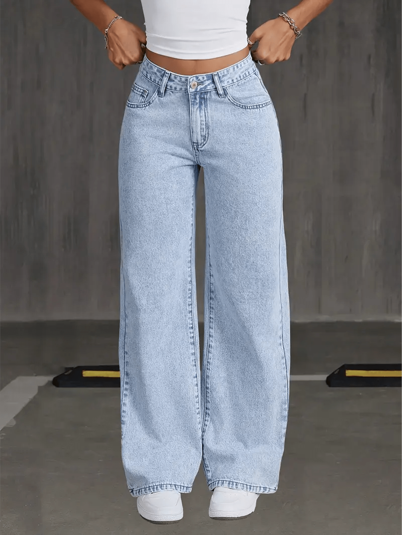 Women's High - Waisted Wide Leg Jeans – Light Wash Straight Denim - Good Life Goods