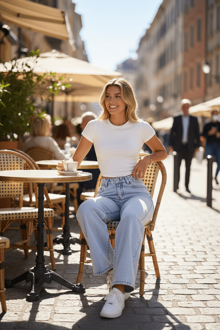 Women's High - Waisted Wide Leg Jeans – Light Wash Straight Denim - Good Life Goods