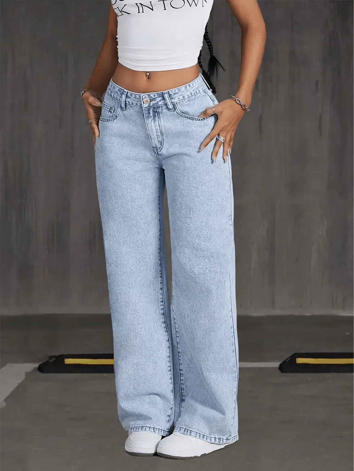 Women's High - Waisted Wide Leg Jeans – Light Wash Straight Denim - Good Life Goods