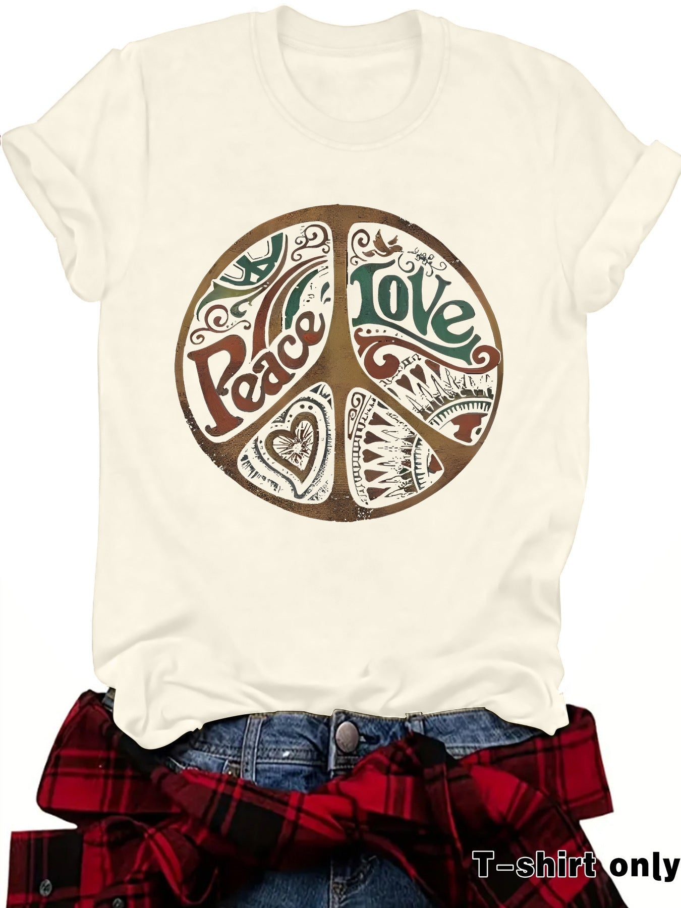 Women's Printed Loose Crewneck Short - Sleeve Top – Relaxed Casual Tee - Good Life Goods