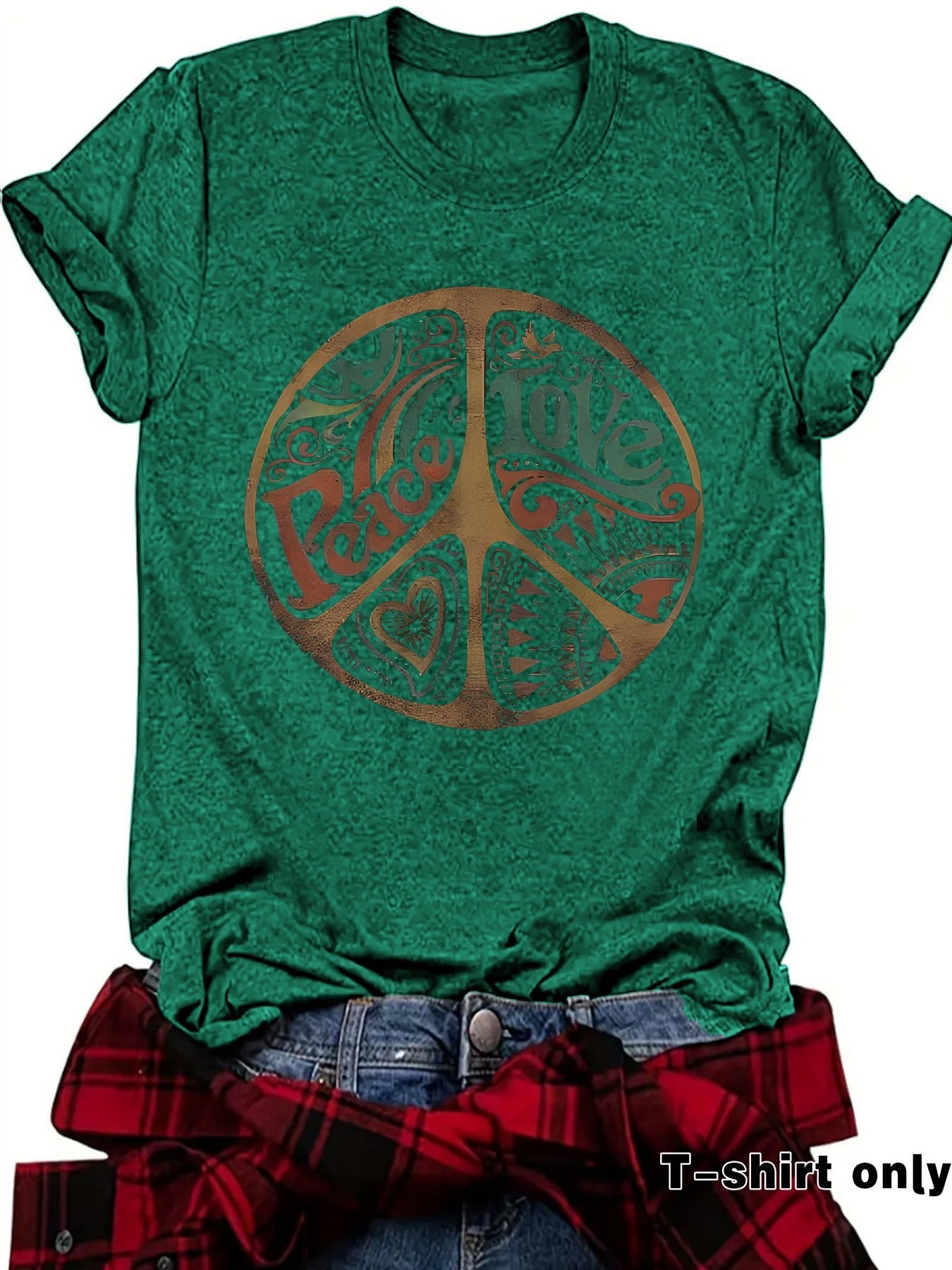 Women's Printed Loose Crewneck Short - Sleeve Top – Relaxed Casual Tee - Good Life Goods