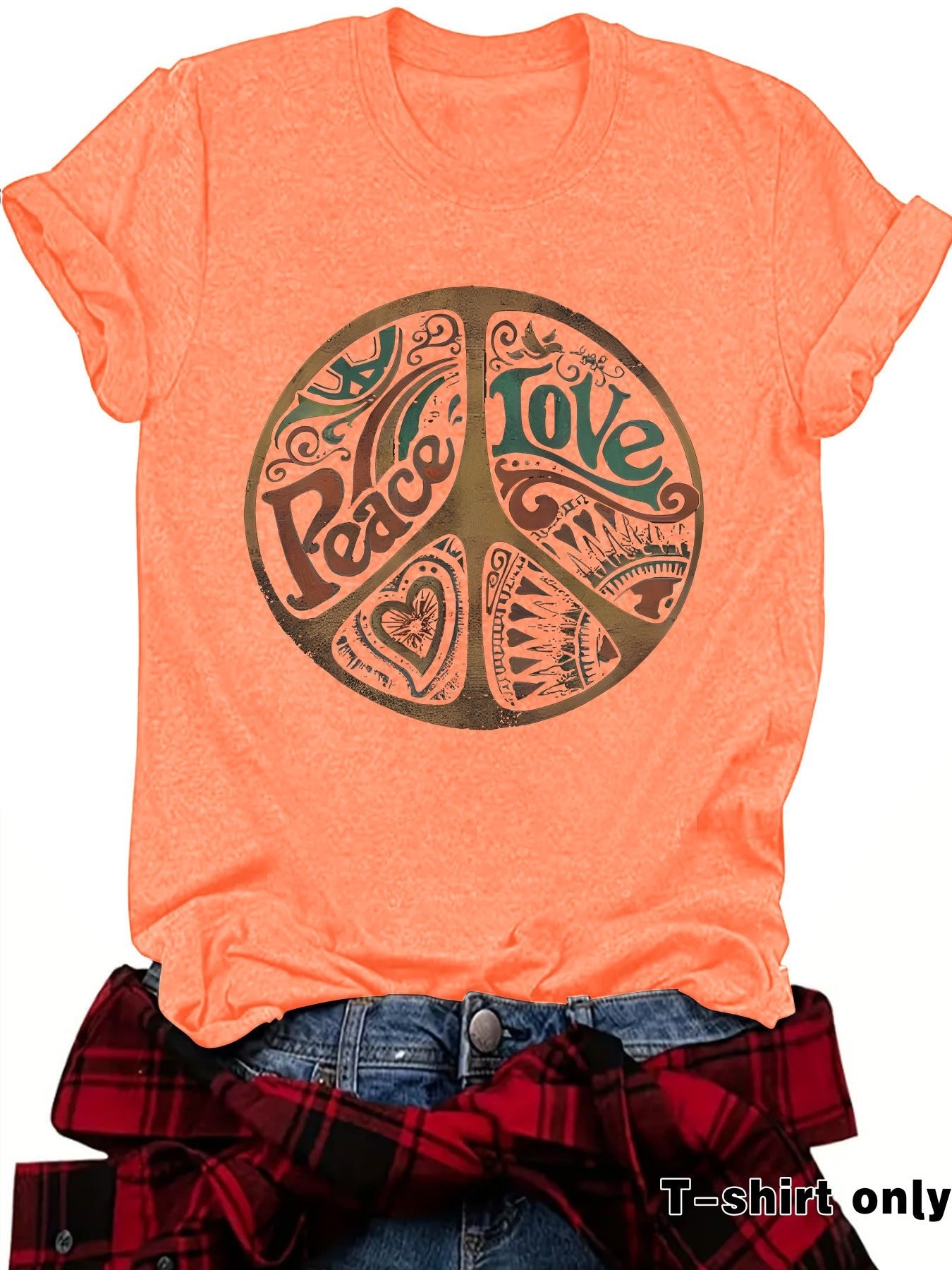 Women's Printed Loose Crewneck Short - Sleeve Top – Relaxed Casual Tee - Good Life Goods