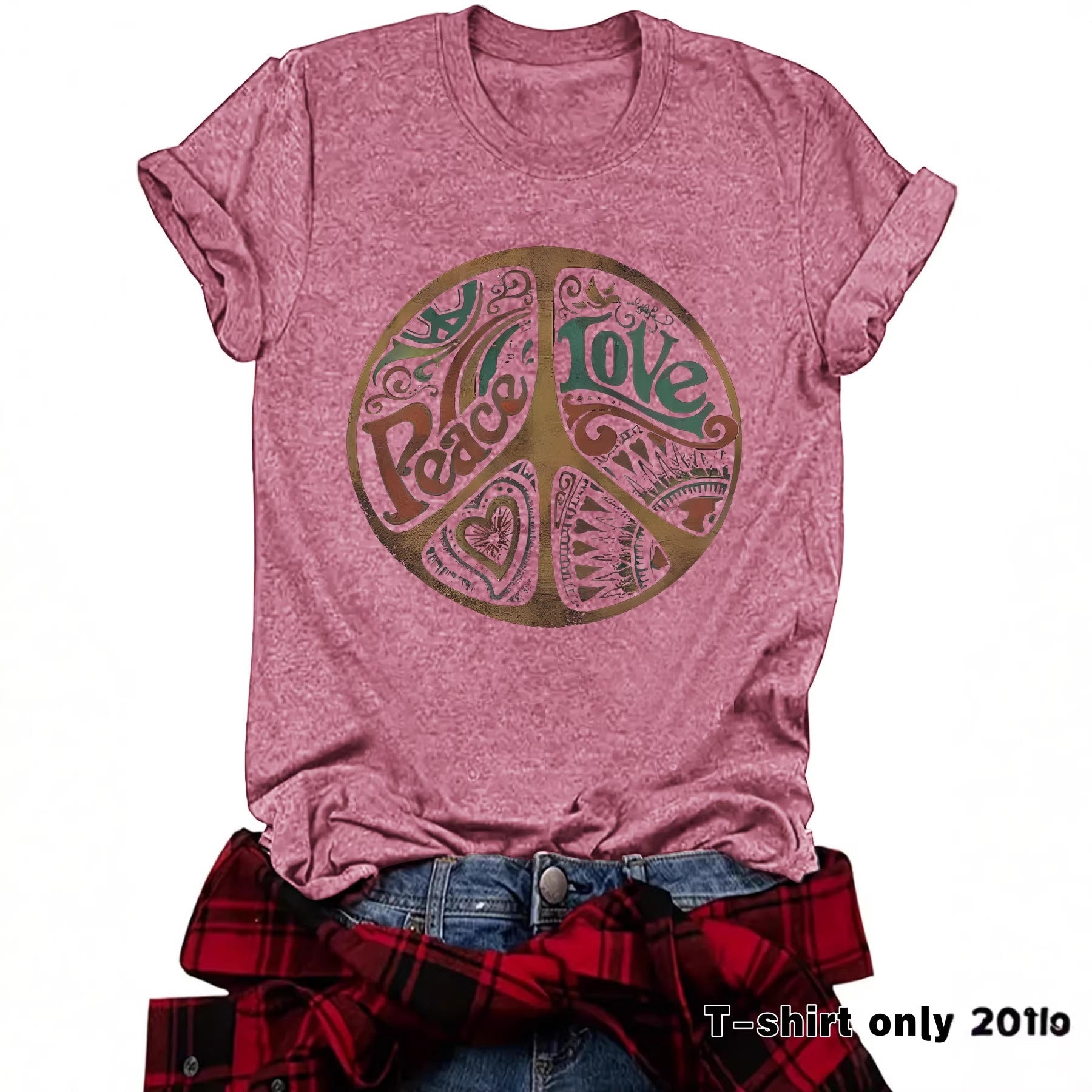 Women's Printed Loose Crewneck Short - Sleeve Top – Relaxed Casual Tee - Good Life Goods