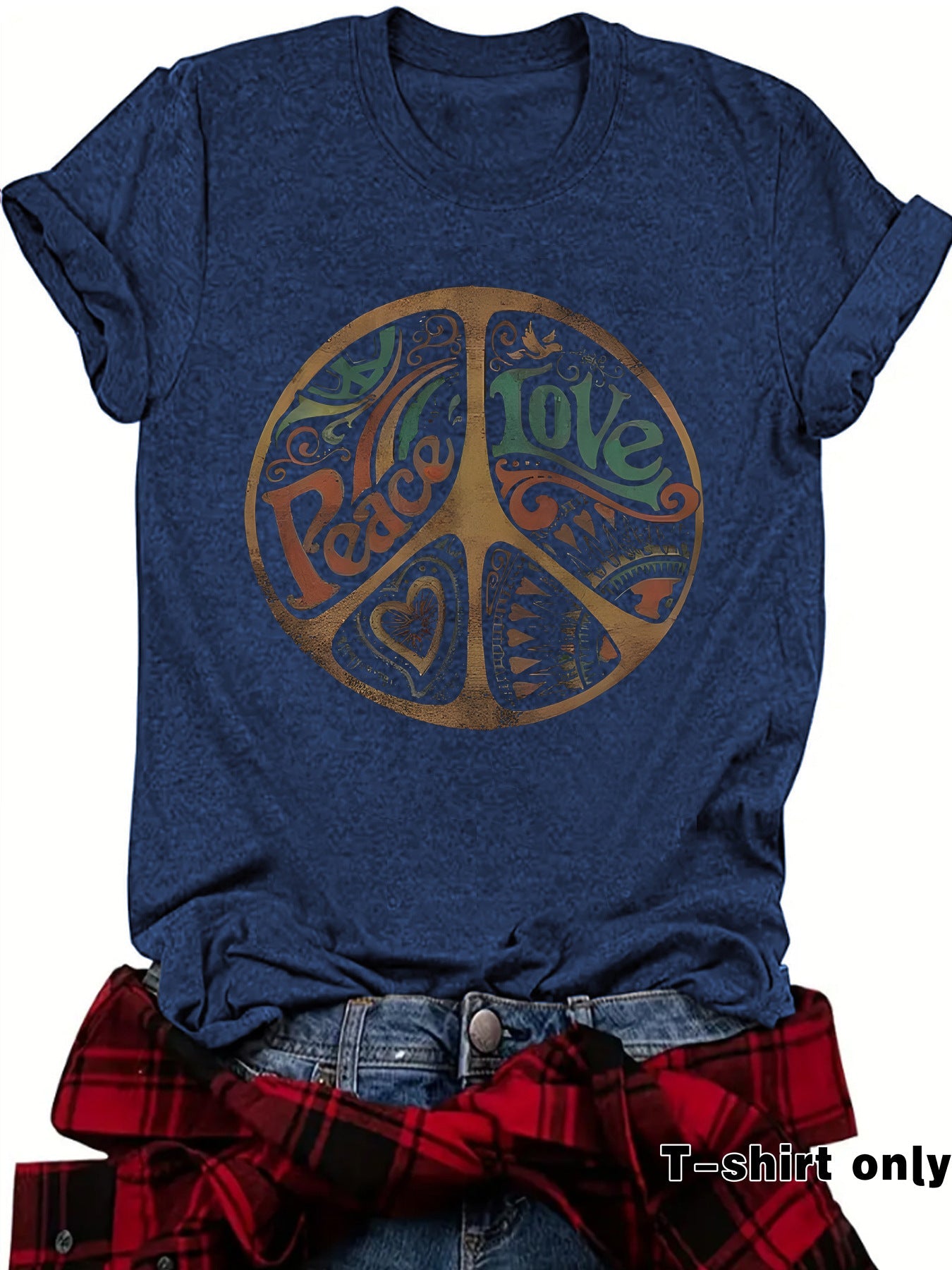 Women's Printed Loose Crewneck Short - Sleeve Top – Relaxed Casual Tee - Good Life Goods