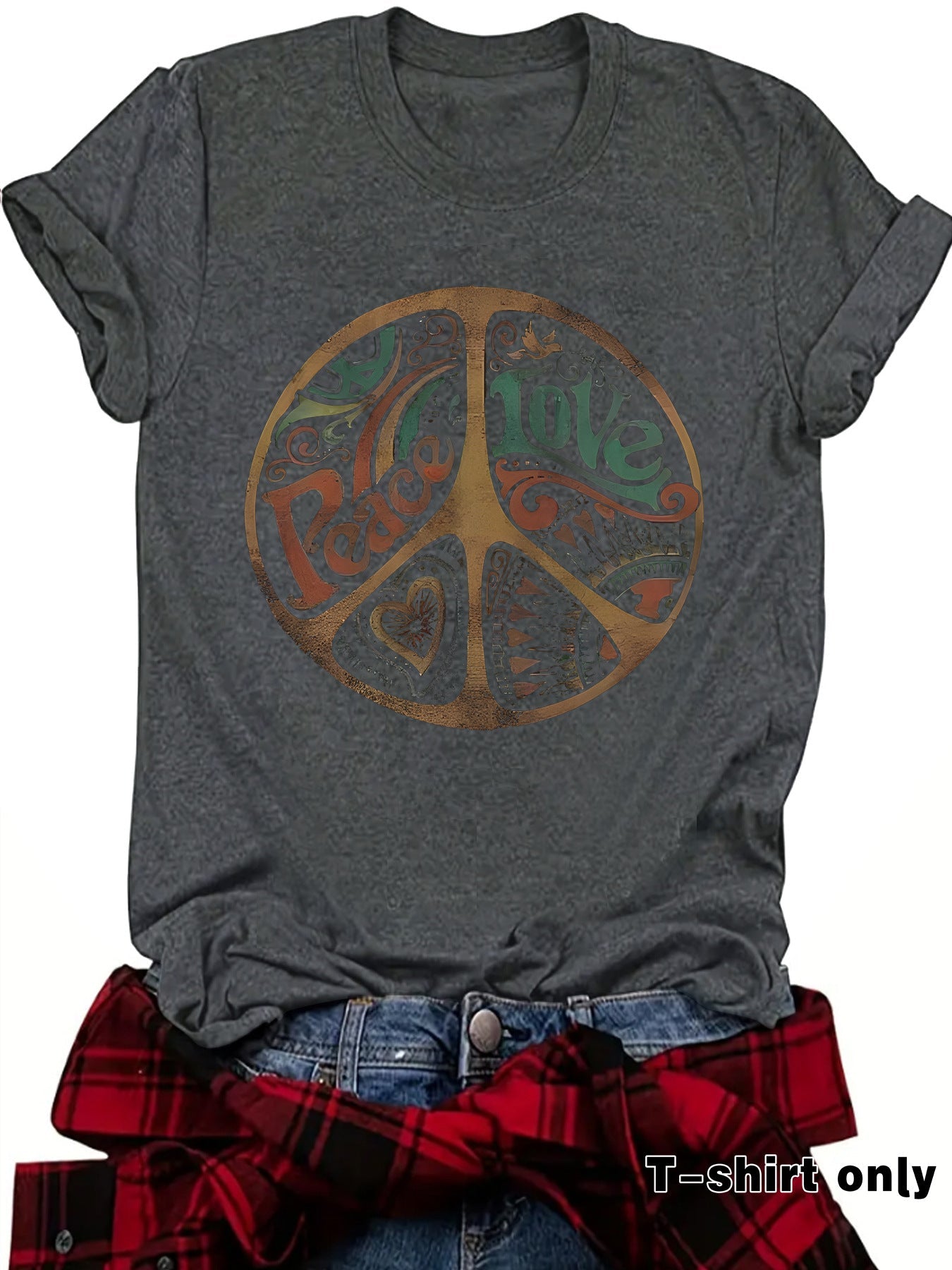 Women's Printed Loose Crewneck Short - Sleeve Top – Relaxed Casual Tee - Good Life Goods
