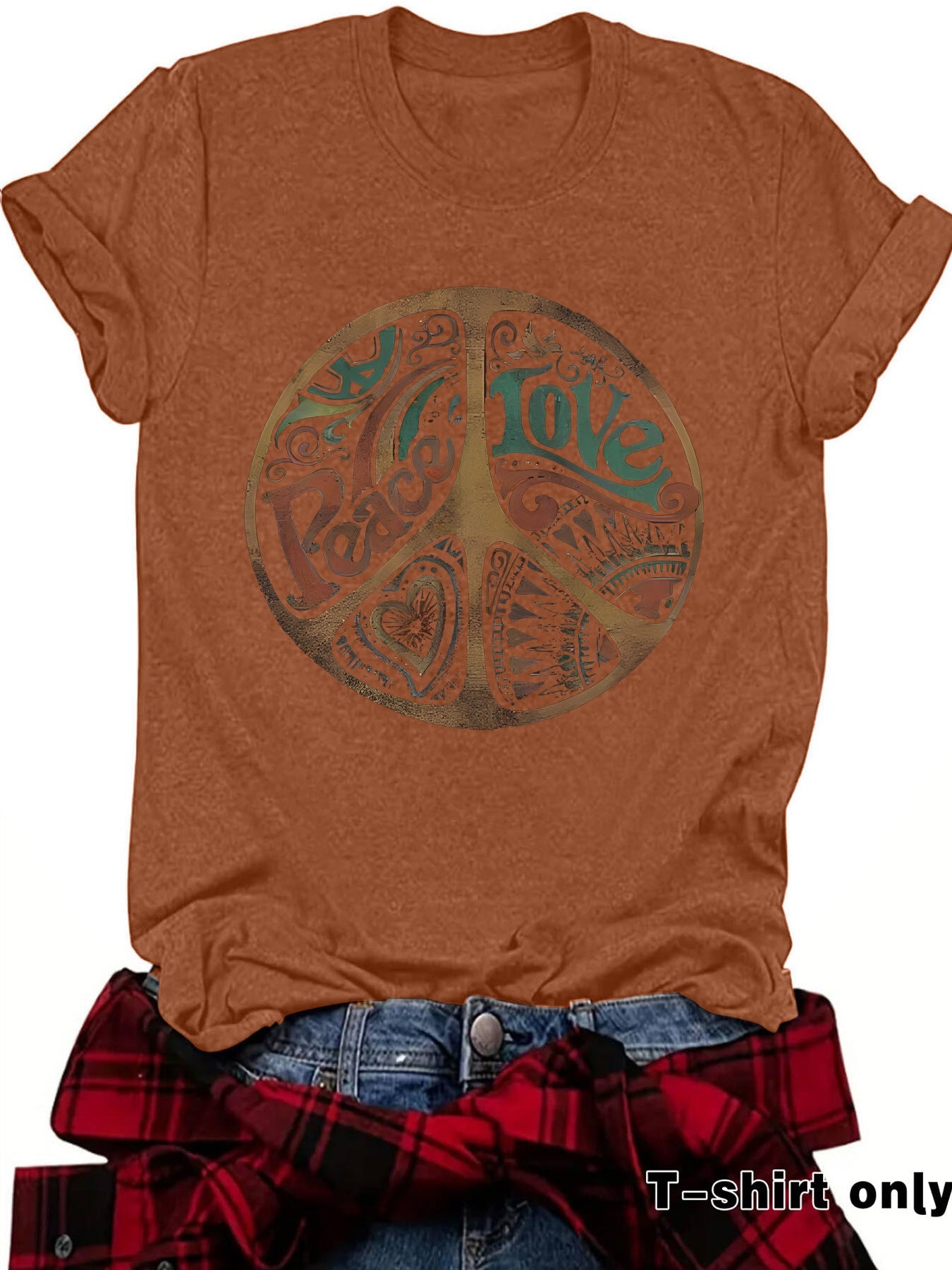 Women's Printed Loose Crewneck Short - Sleeve Top – Relaxed Casual Tee - Good Life Goods