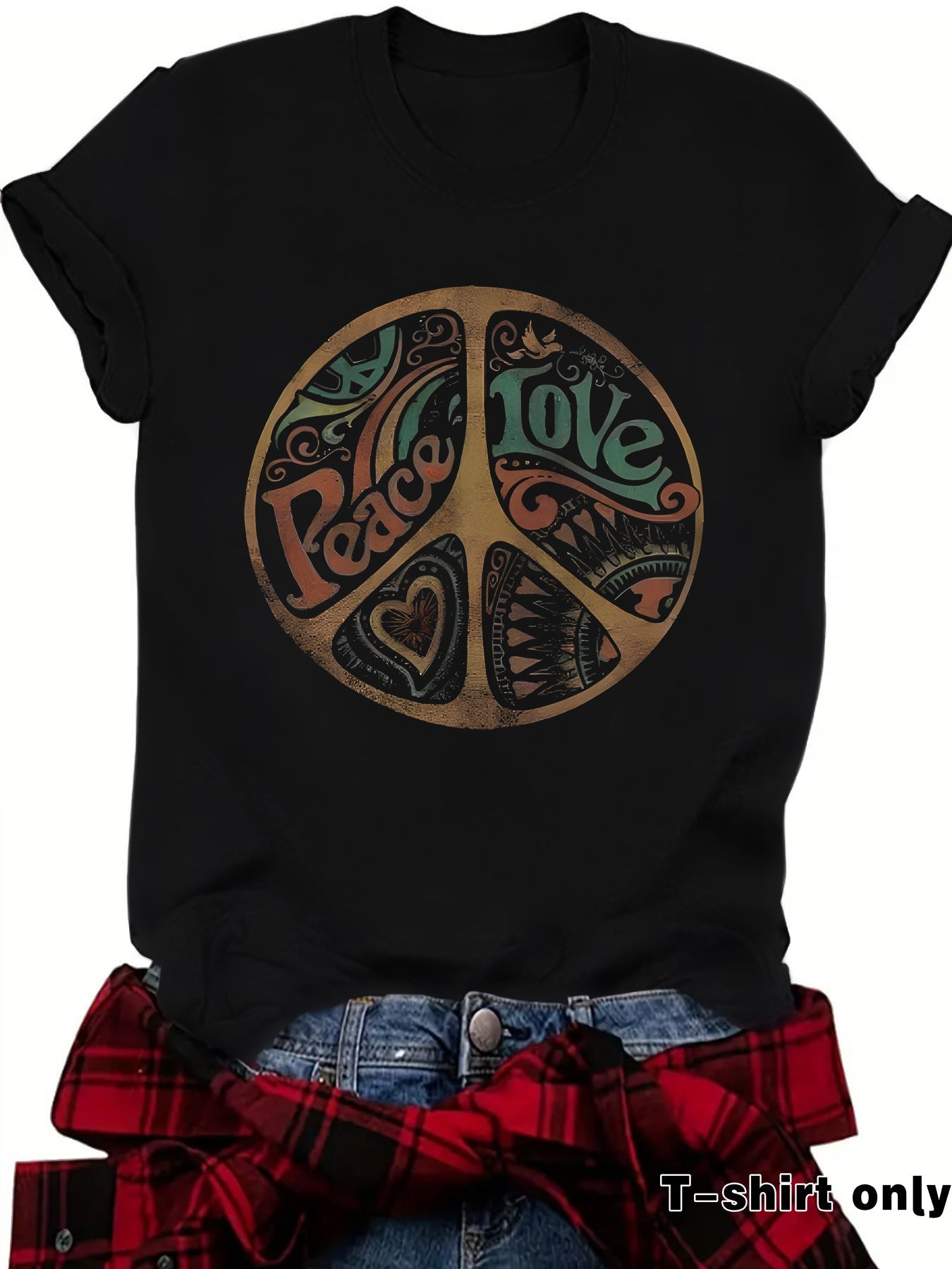 Women's Printed Loose Crewneck Short - Sleeve Top – Relaxed Casual Tee - Good Life Goods