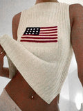 Women's Sleeveless Knit Sweater Top – Geometric Print Summer Essential - Good Life Goods
